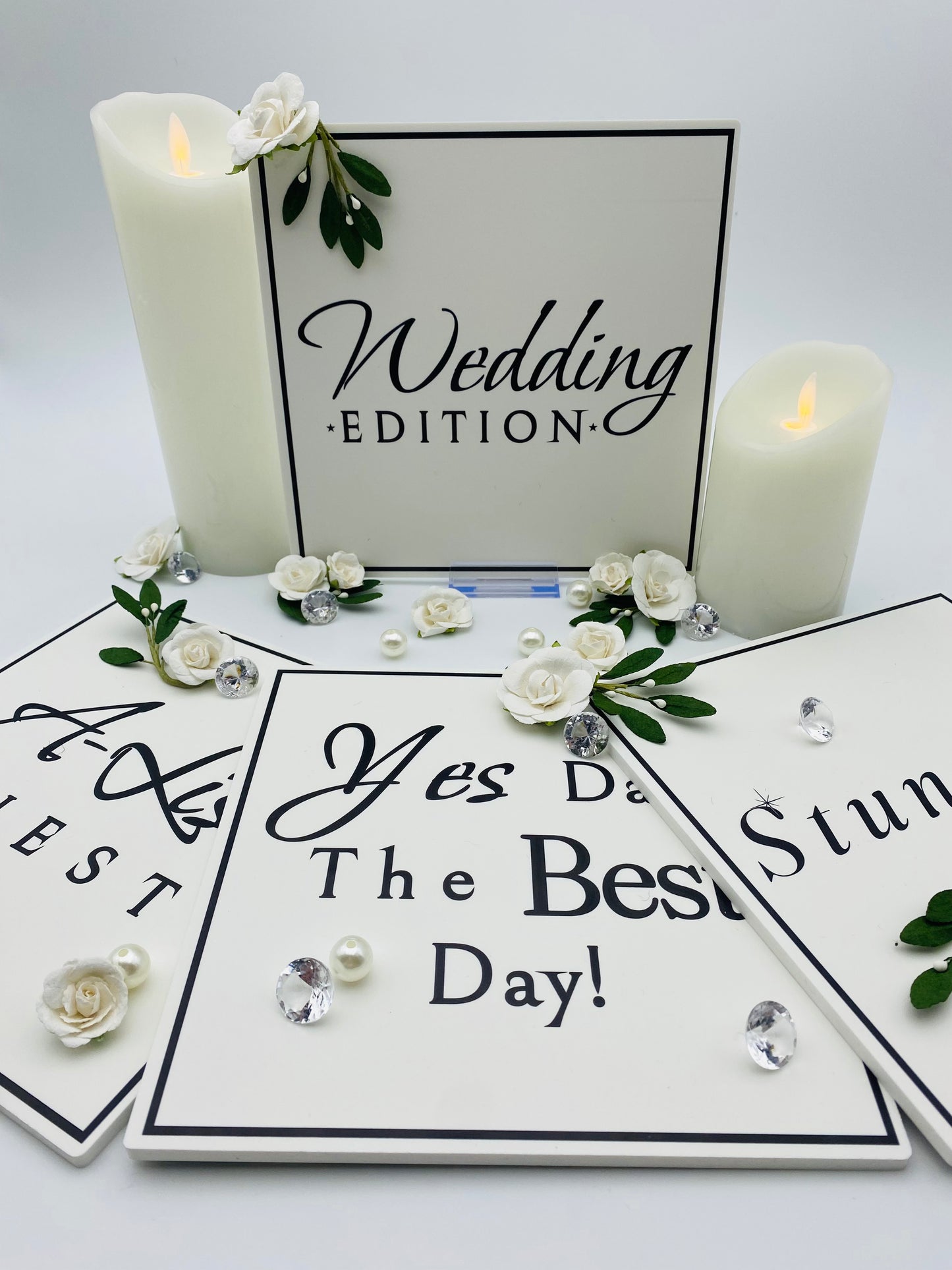 Set of 4 square Wedding photo booth prop