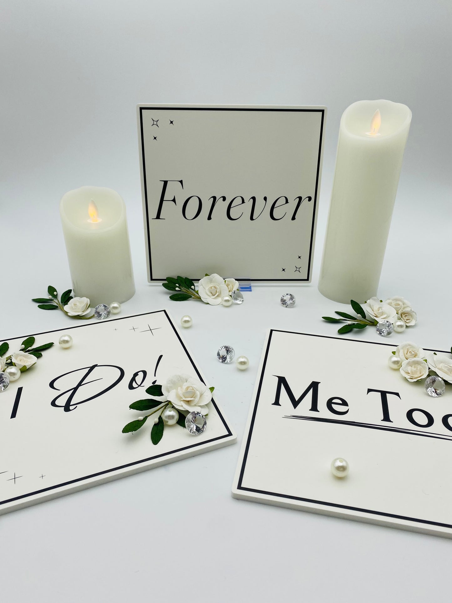 Set of 3 square Wedding photo booth props