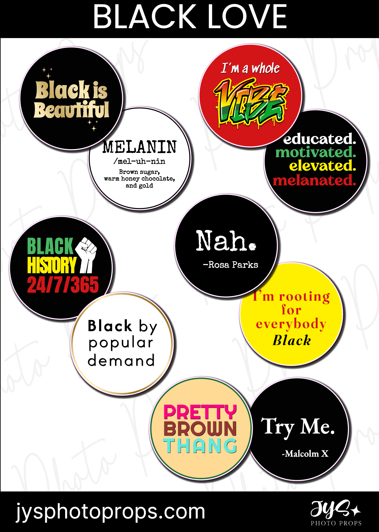 Black Love Photo Booth Prop Set - JYS Photo Props