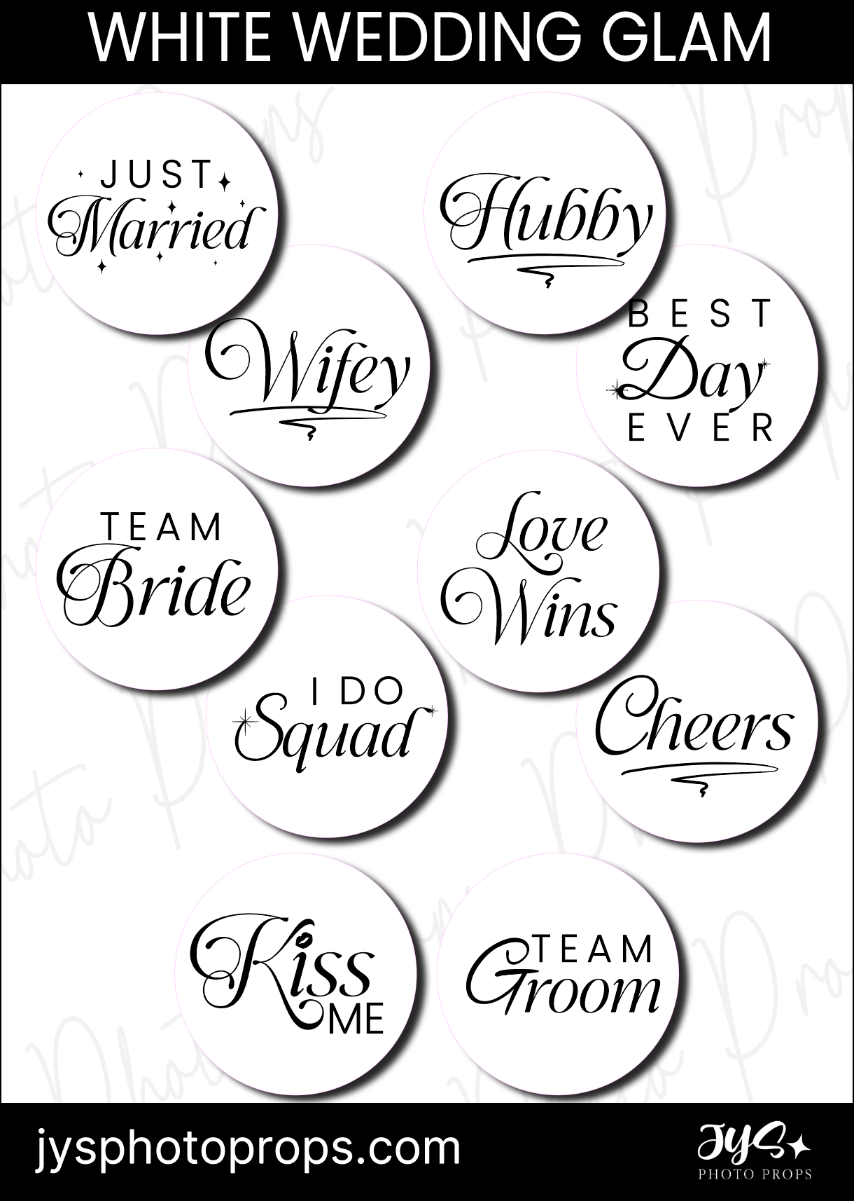 Glam Wedding Photo Booth Props (2 Options) - JYS Photo Props