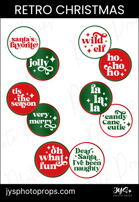 Retro Christmas Photo Booth Props - JYS Photo Props
