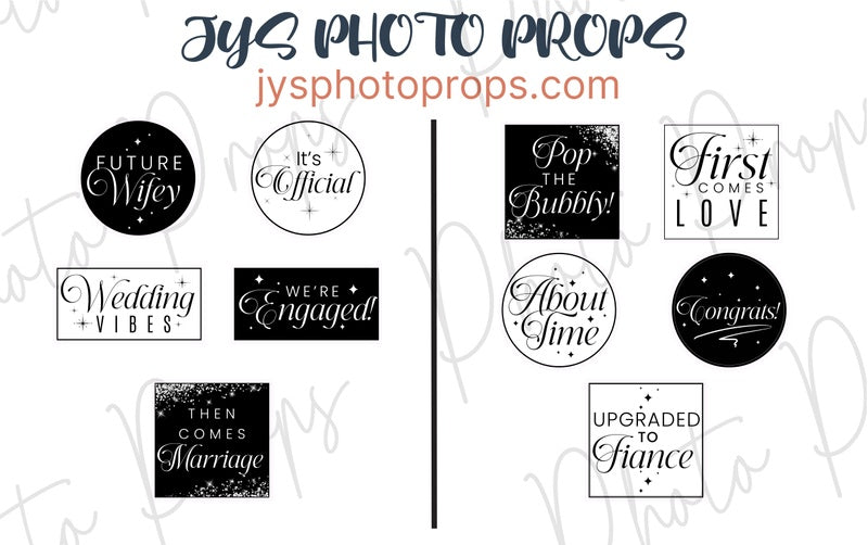 10 pc Wedding Vibes Photo Booth prop set