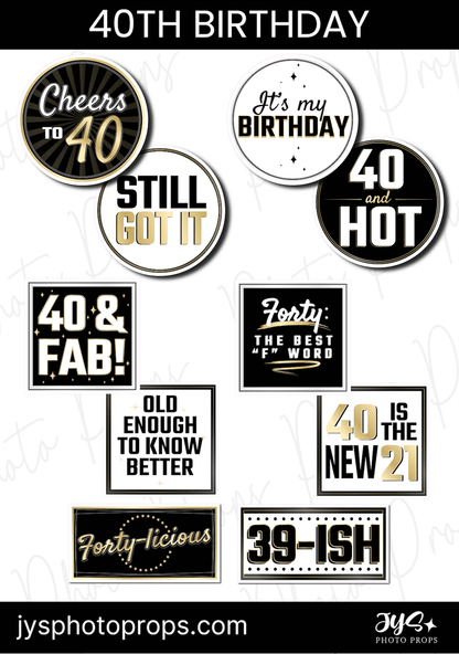 40th Birthday Photo Booth Props (Upgraded) - JYS Photo Props