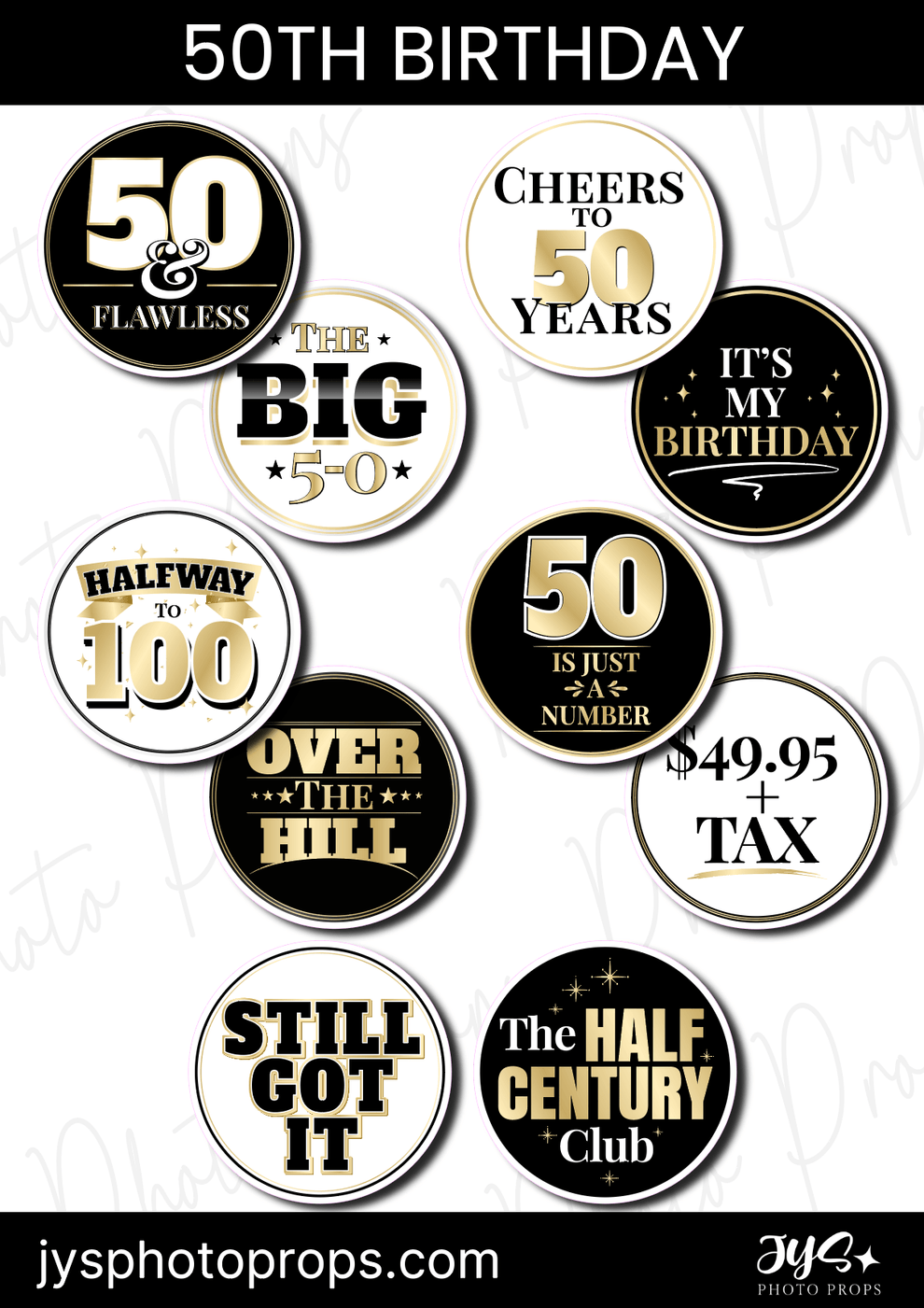 50th Birthday Photo Booth Props | JYS Photo Props