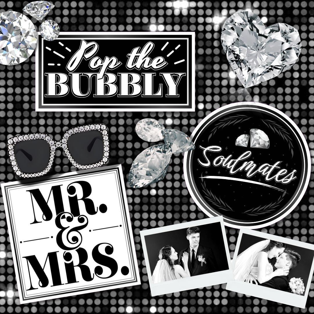 Black & White Wedding Photo Booth Props