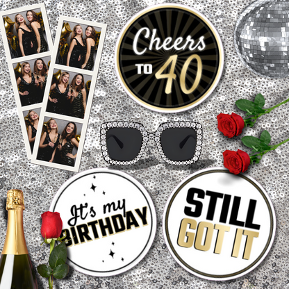 Cheers to 40th Birthday Photo Booth Props