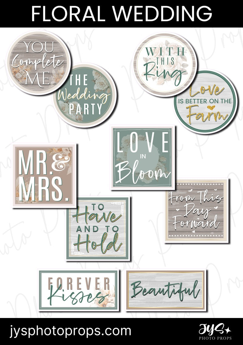 Floral Neutral Wedding Photo Booth Props