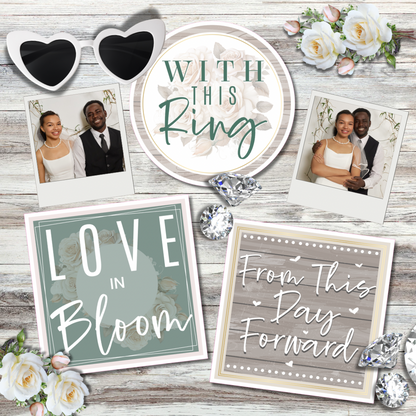 Floral Neutral Wedding Photo Booth Props