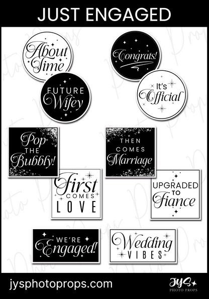 JUST ENGAGED PROP SET of 10pc