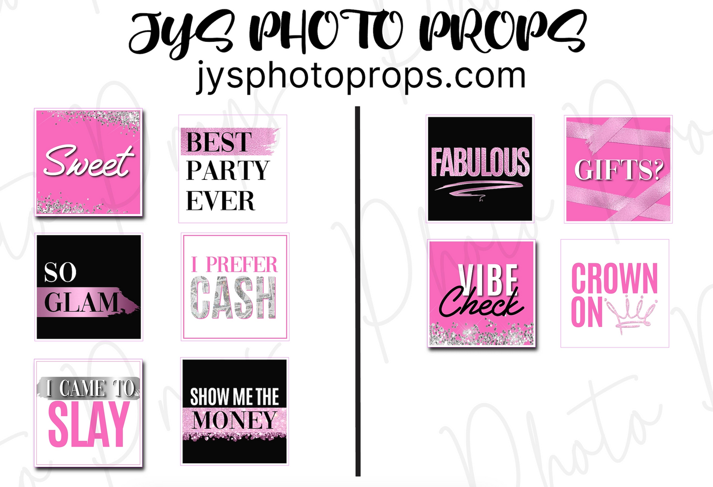 Pink Glam Photo Booth Props