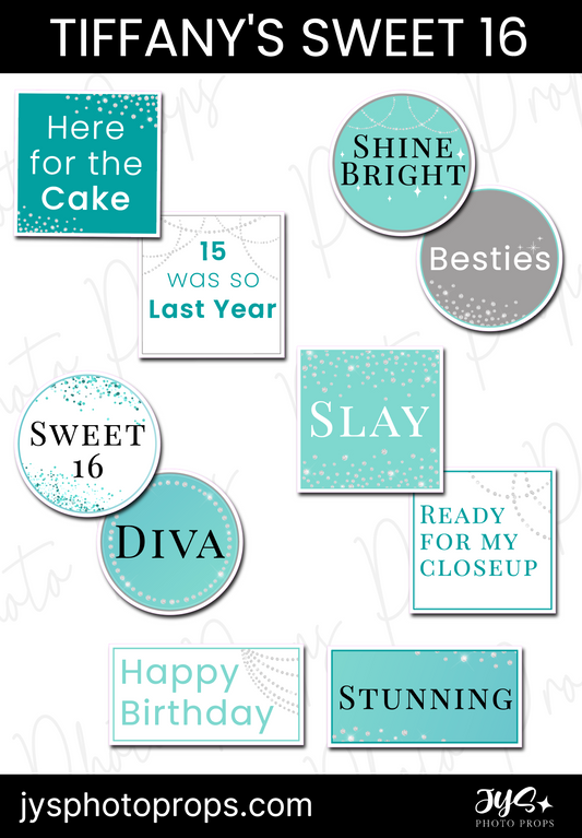 Sweet 16 Tiffany Blue Photo Booth Props