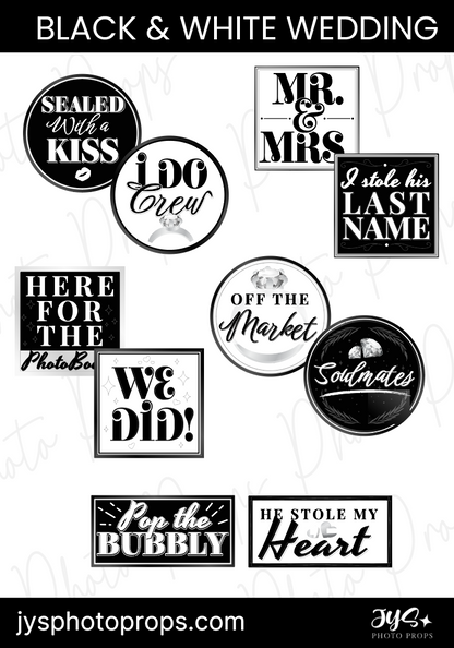 Black & White Wedding Photo Booth Props