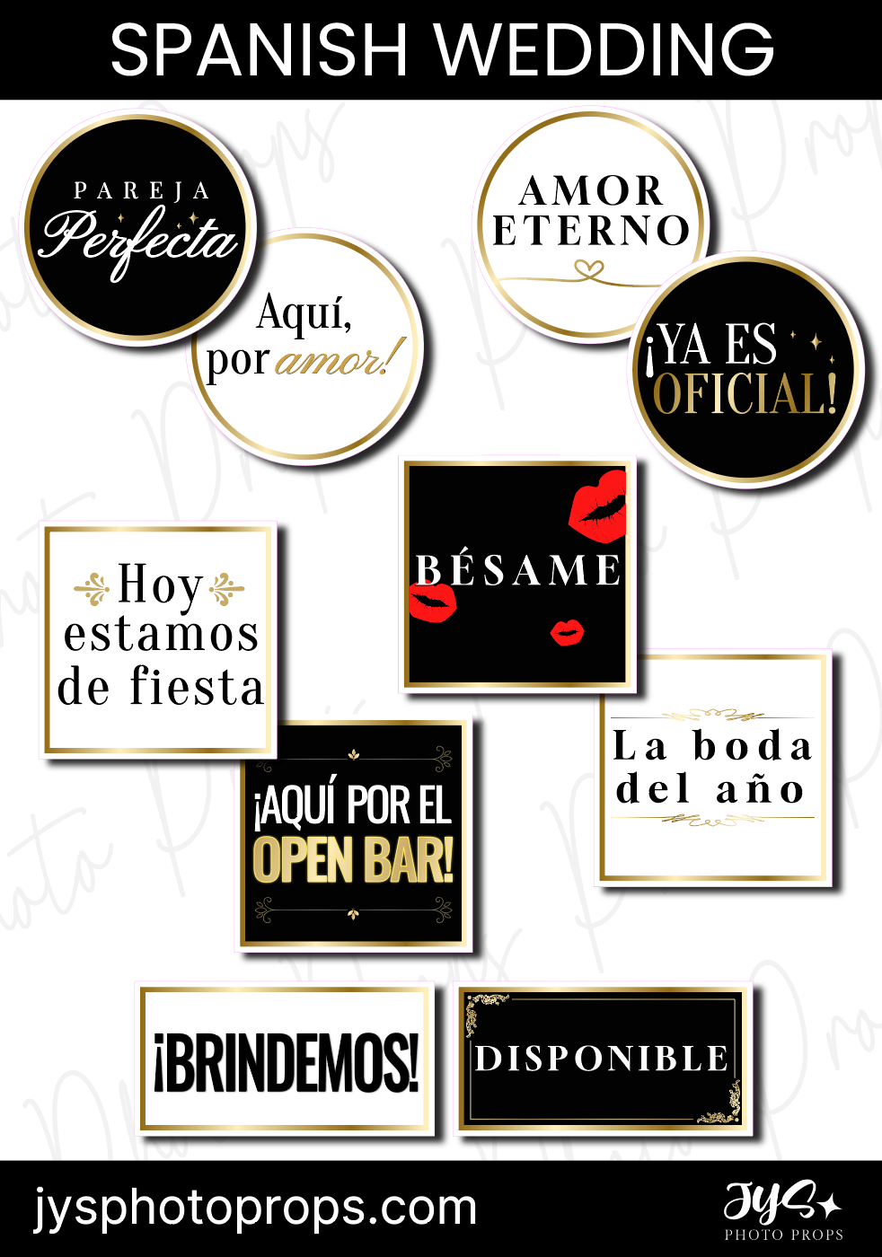 Classy Spanish Wedding Photo Booth Props