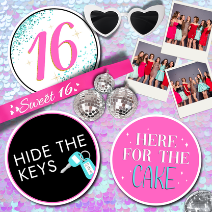 Sweet 16 Hot Pink Photo Booth Props