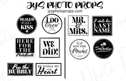 Black & White Wedding Photo Booth Props - JYS Photo Props