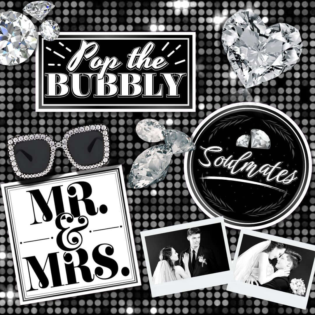 Black & White Wedding Photo Booth Props - JYS Photo Props