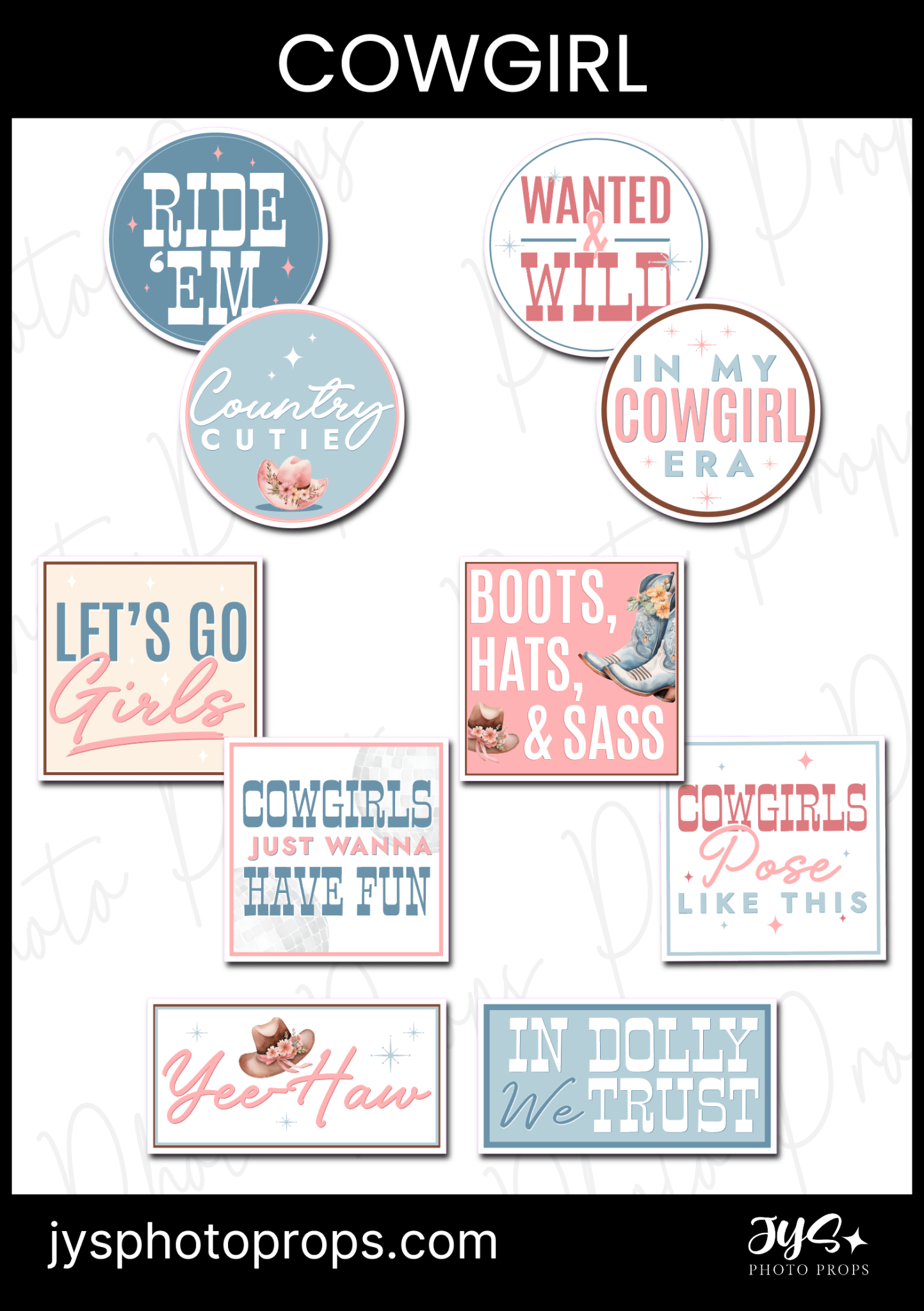 Cowgirl Photo Booth Props - JYS Photo Props