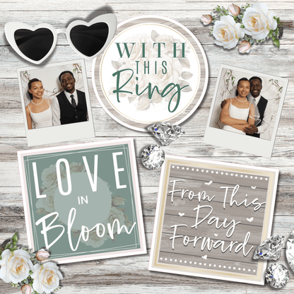 Floral Neutral Wedding Photo Booth Props - JYS Photo Props