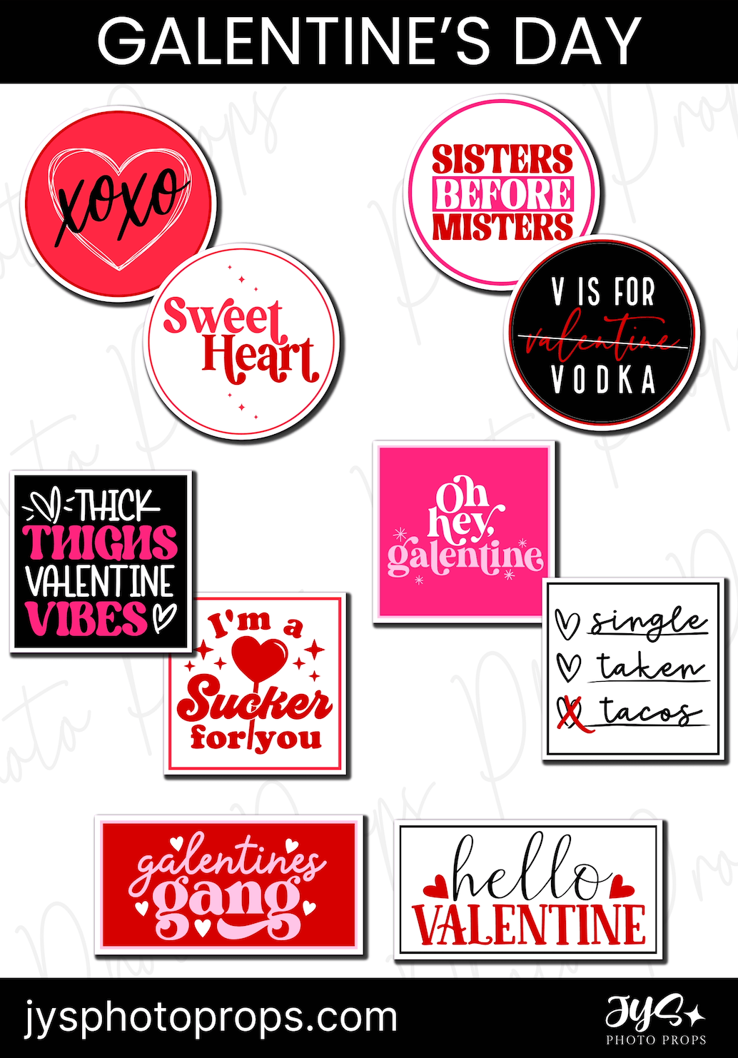 GALENTINE'S DAY PHOTO BOOTH PROP SET - JYS Photo Props