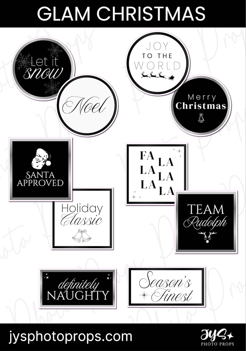 Glam Christmas Photo Booth Prop Set - JYS Photo Props