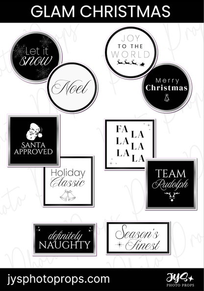 Glam Christmas Photo Booth Prop Set - JYS Photo Props