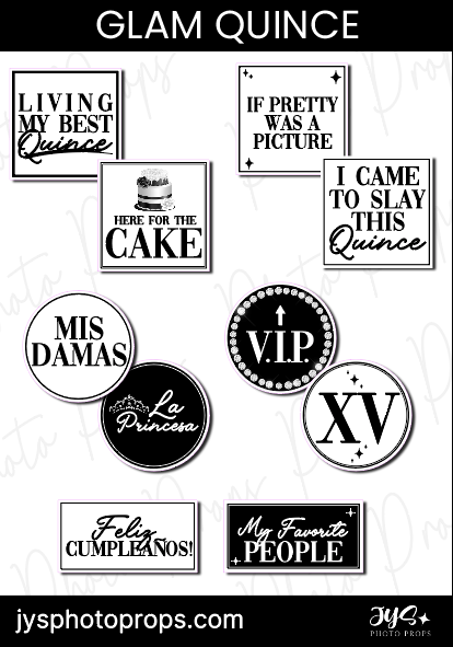 Glam Quince Photo Booth Props - JYS Photo Props