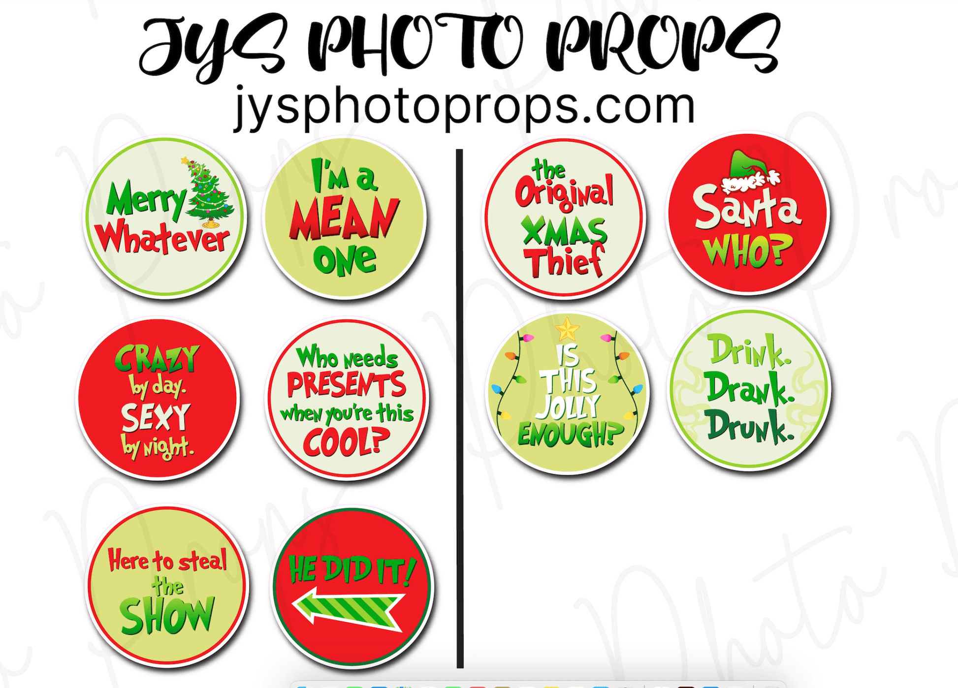 Grinch Inspired Photo Booth Props - JYS Photo Props