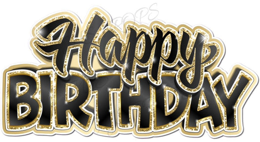 HAPPY BIRTHDAY: Gold & Black - JYS Photo Props