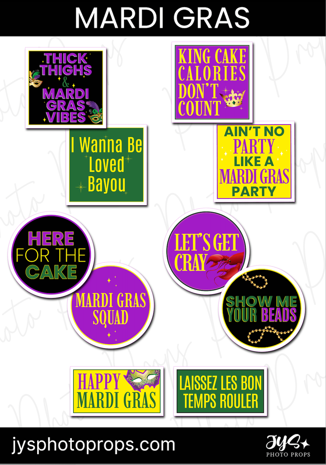 Mardi Gras Photo Booth Props (Updated) - JYS Photo Props