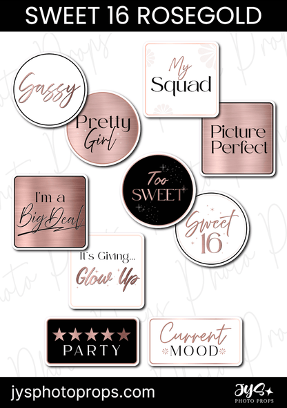 (New) Sweet 16 Rose Gold Set - JYS Photo Props