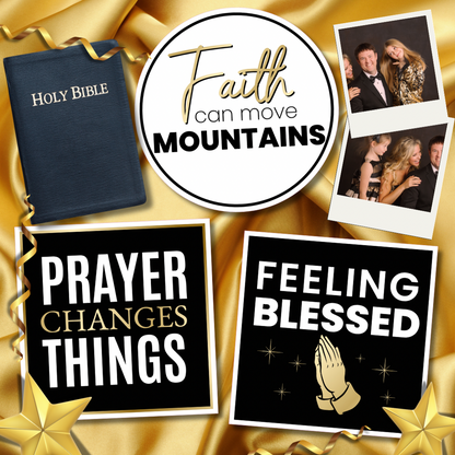 Faith-based photo booth props for religious occasions, ideal for creating meaningful event photos