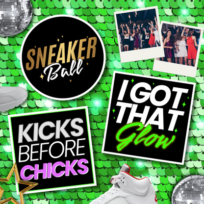 Sneaker ball photo booth props featuring chic designs and playful messages for gala events