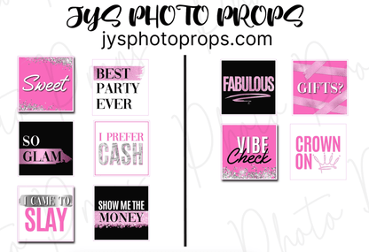 Sweet 16 Pink Glam Photo Booth Props - JYS Photo Props