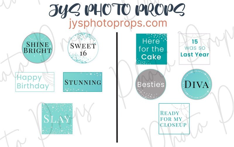 Sweet 16 Tiffany Blue Photo Booth Props - JYS Photo Props