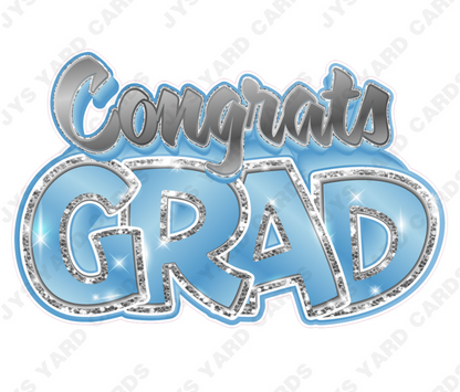 Congrats Grad: Light Blue & Silver